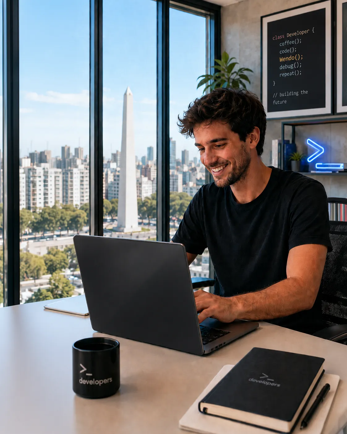 Developer trabajando en una aplicación para Wendoshop